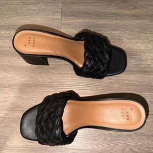 A New Day Black Braided Heeled Mules